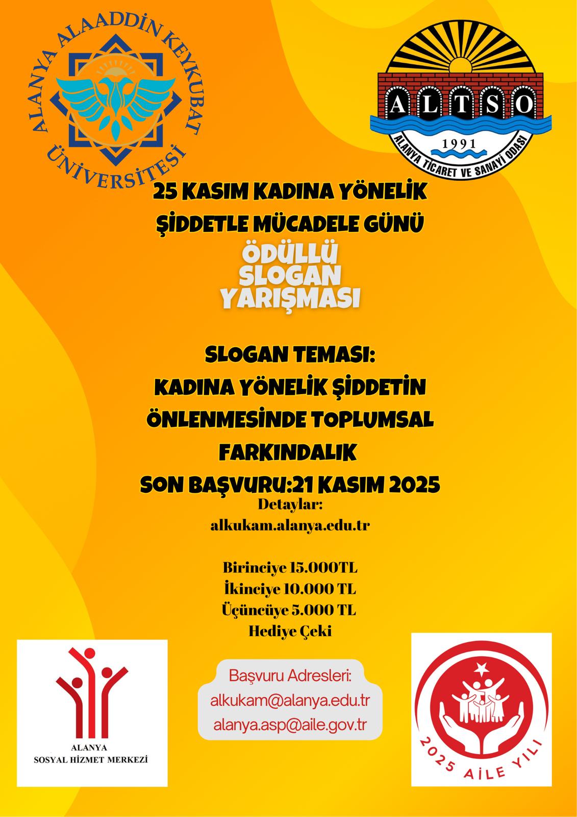 KADINA YÖNELİK ŞİDDETLE MÜCADELE SLOGAN YARIŞMASI